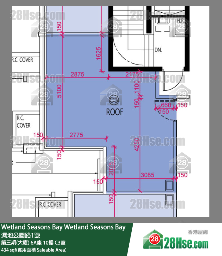 Wetland Seasons Bay 第三期(大厦)6A座10楼 C3室 平面图