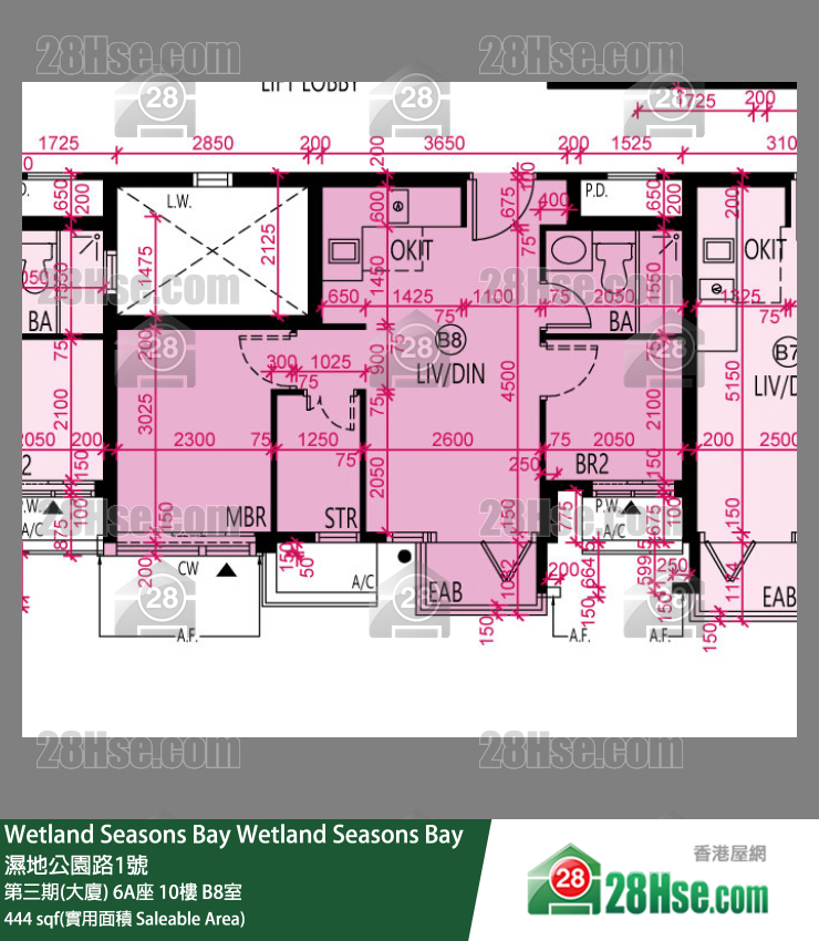 Wetland Seasons Bay 第三期(大厦)6A座10楼 B8室 平面图
