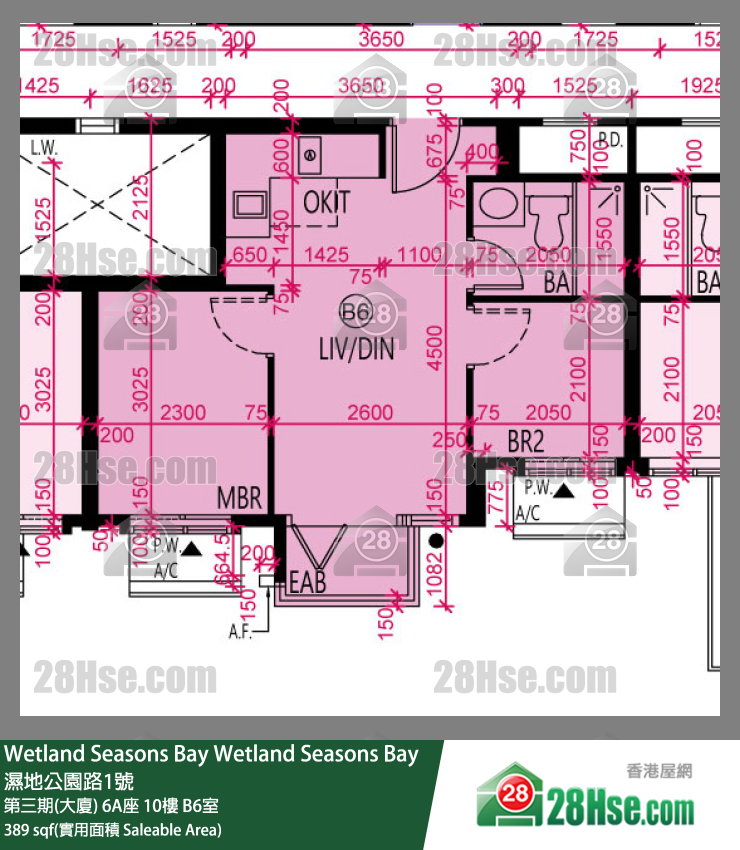 Wetland Seasons Bay 第三期(大厦)6A座10楼 B6室 平面图