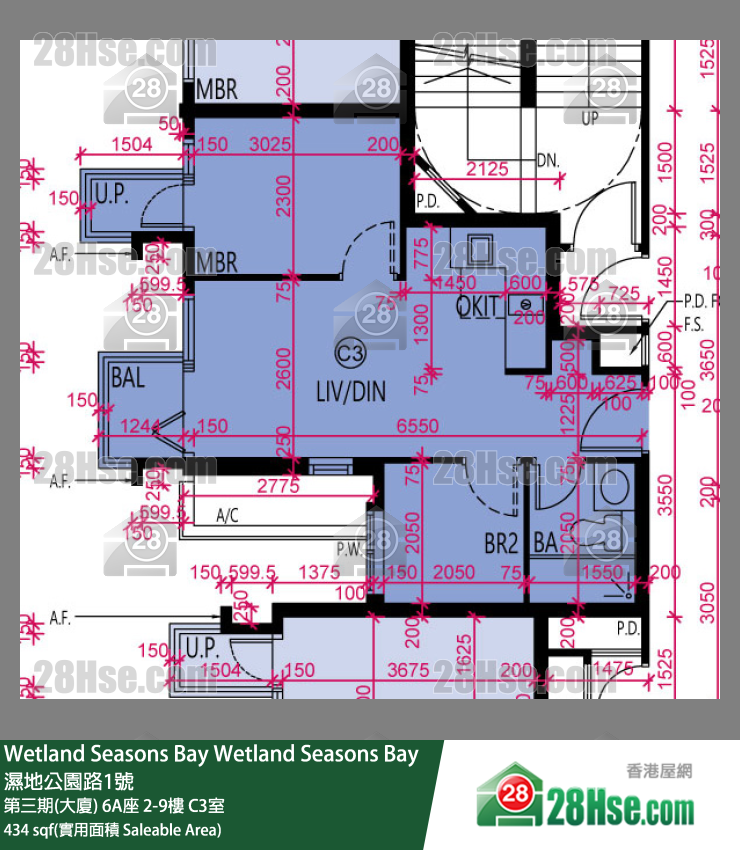 Wetland Seasons Bay 單位平面圖(由 28Hse 提供) Wetland Seasons Bay 單位平面圖(由 28Hse 提供)