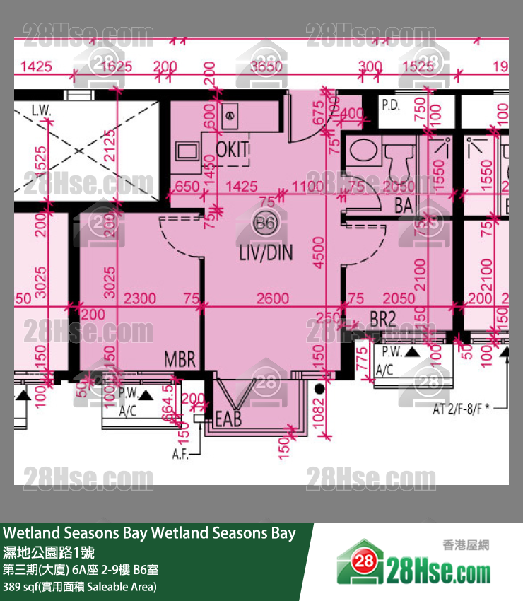 Wetland Seasons Bay 第三期(大廈) 6A座 8樓 B6室 平面圖