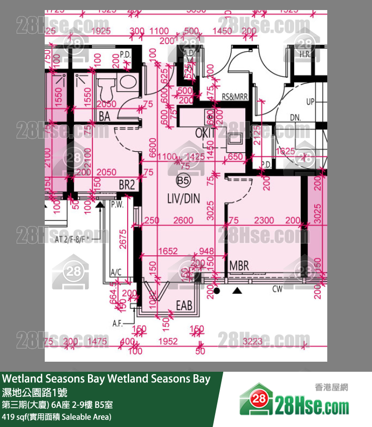 Wetland Seasons Bay 单位平面图(由 28Hse 提供)