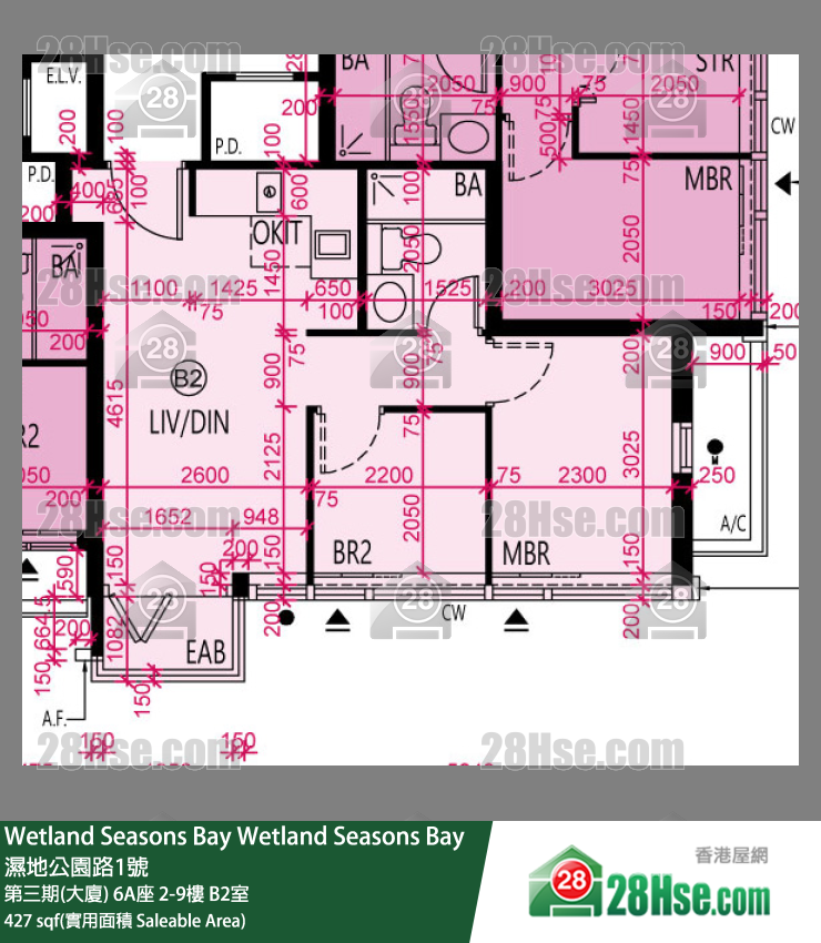 Wetland Seasons Bay 第三期(大廈) 6A座 8樓 B2室 平面圖