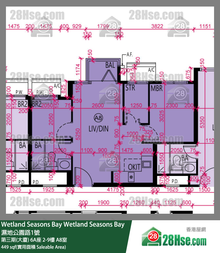 Wetland Seasons Bay 第三期(大厦)6A座7楼 A8室 平面图