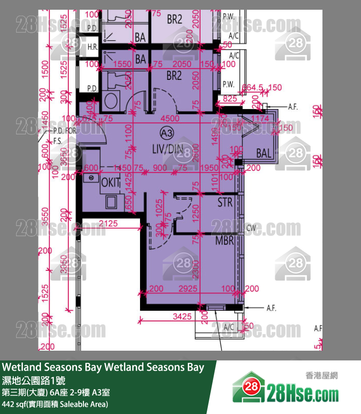 Wetland Seasons Bay 第三期(大厦) 6A座 2楼 A3室 平面图