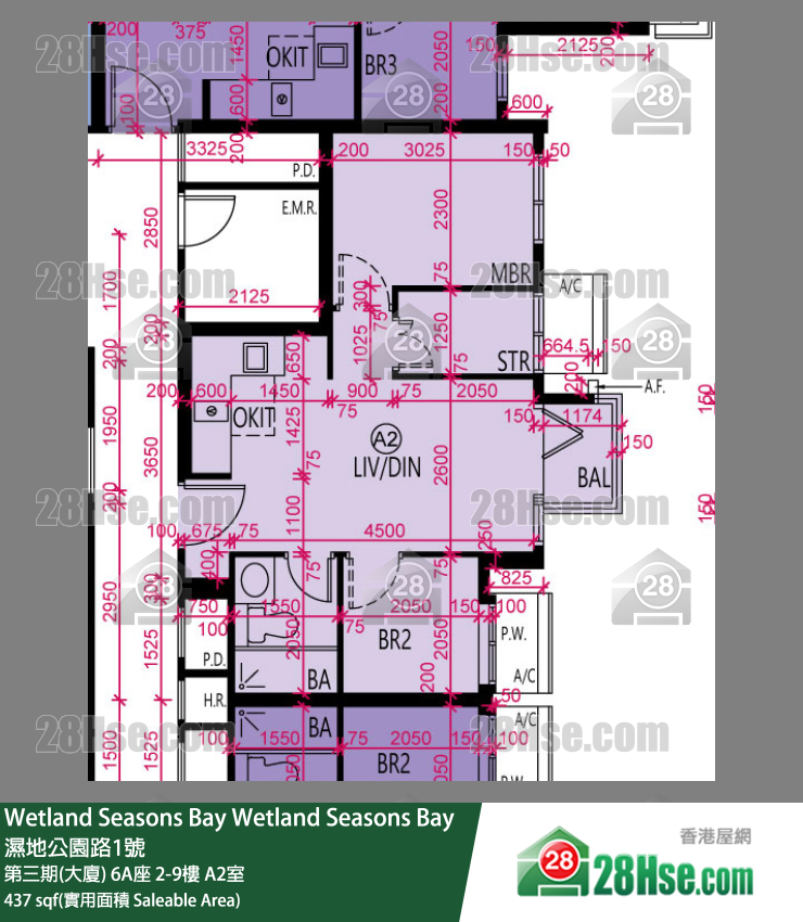 Wetland Seasons Bay 第三期(大廈) 6A座 2樓 A2室 平面圖
