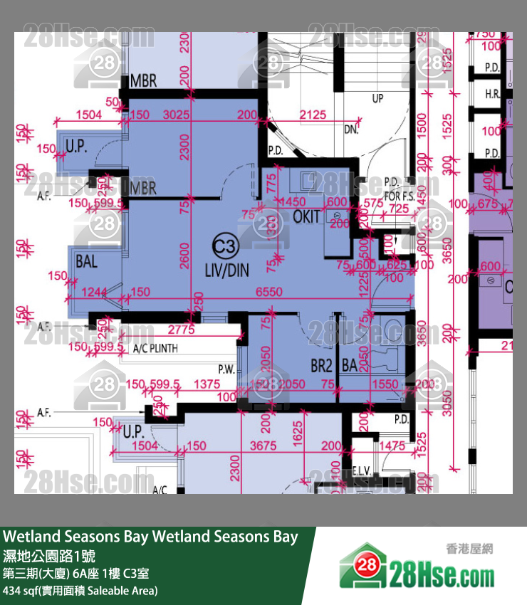 Wetland Seasons Bay 第三期(大厦) 6A座 1楼 C3室 平面图