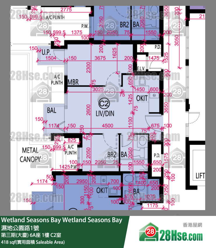 Wetland Seasons Bay 第三期(大厦) 6A座 1楼 C2室 平面图