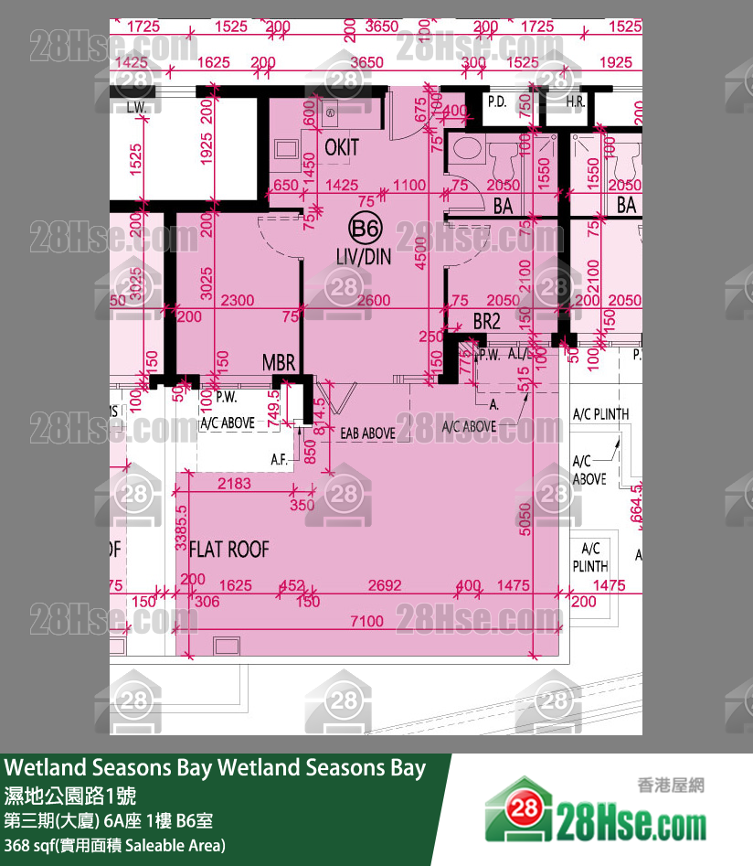 Wetland Seasons Bay 第三期(大厦) 6A座 1楼 B6室 平面图