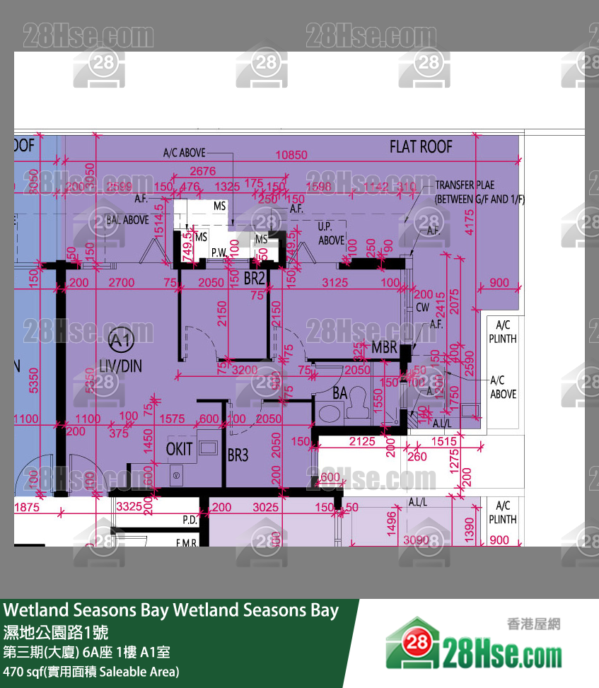 Wetland Seasons Bay 第三期(大廈) 6A座 1樓 A1室 平面圖
