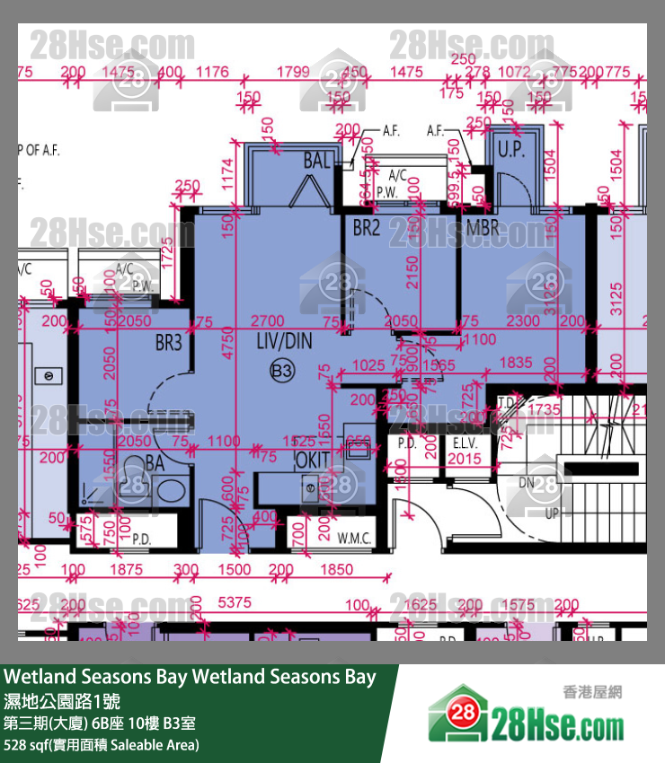 Wetland Seasons Bay 第三期(大廈) 6B座 10樓 B3室 平面圖