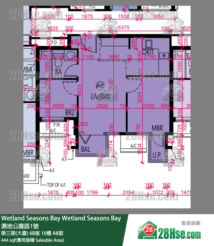 Wetland Seasons Bay 第三期(大廈)6B座10樓 A8室 平面圖