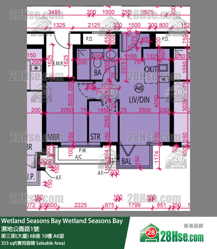 Wetland Seasons Bay 第三期(大廈) 6B座 10樓 A6室 平面圖