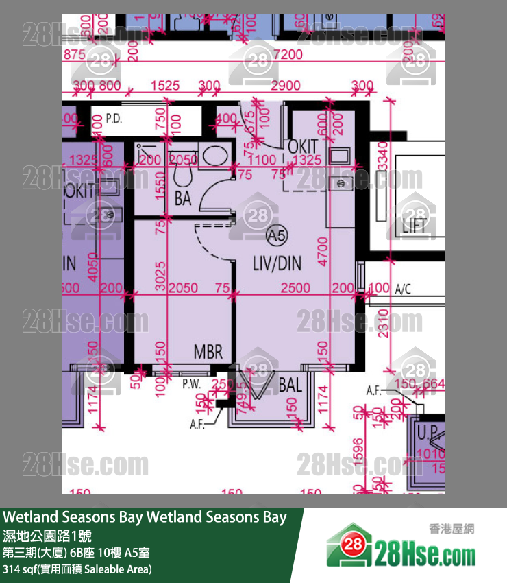 Wetland Seasons Bay 第三期(大廈) 6B座 10樓 A5室 平面圖