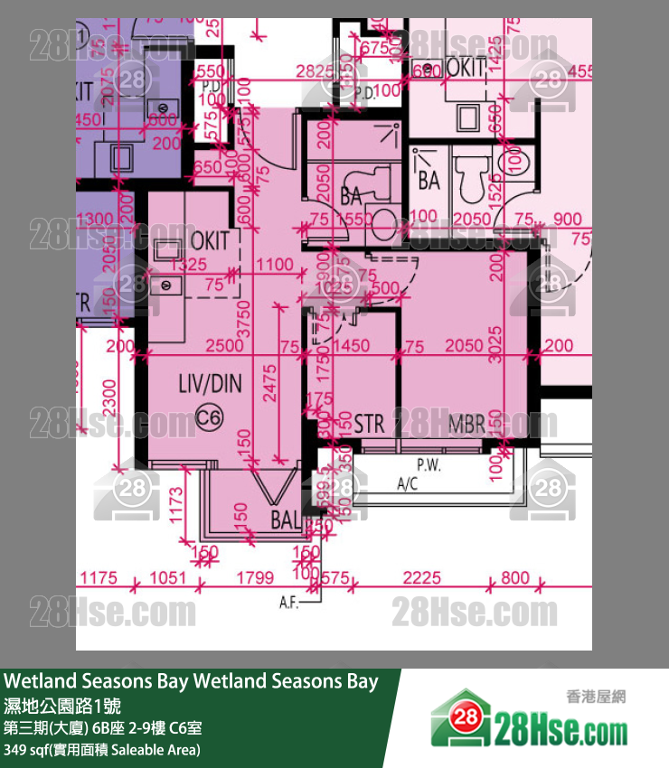 Wetland Seasons Bay 第三期(大廈) 6B座 3樓 C6室 平面圖