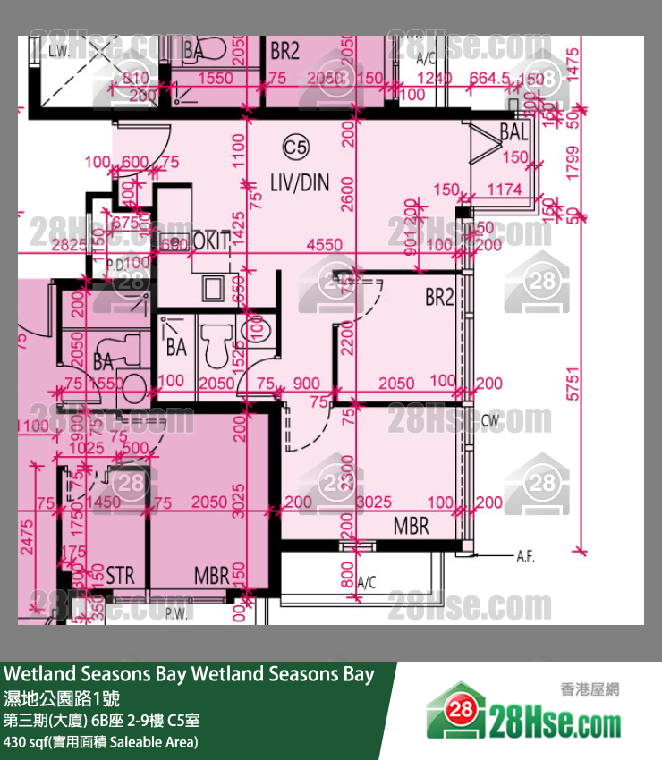 Wetland Seasons Bay 第三期(大廈) 6B座 6樓 C5室 平面圖