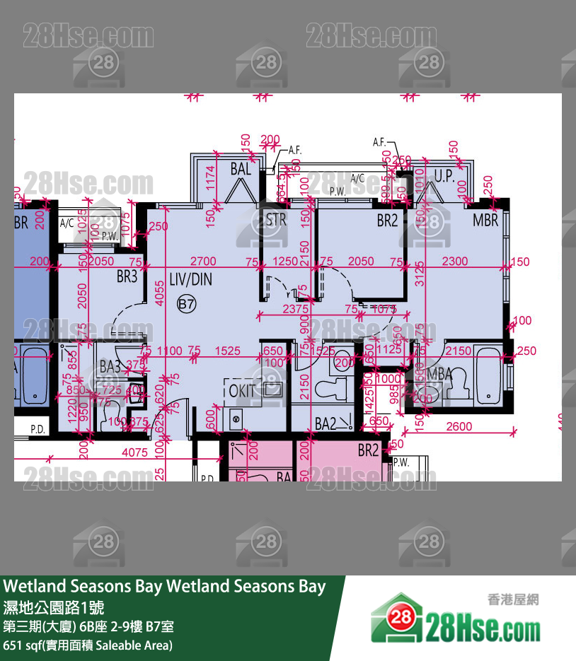 Wetland Seasons Bay 第三期(大廈) 6B座 3樓 B7室 平面圖