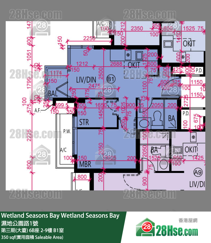 Wetland Seasons Bay 第三期(大廈) 6B座 3樓 B1室 平面圖