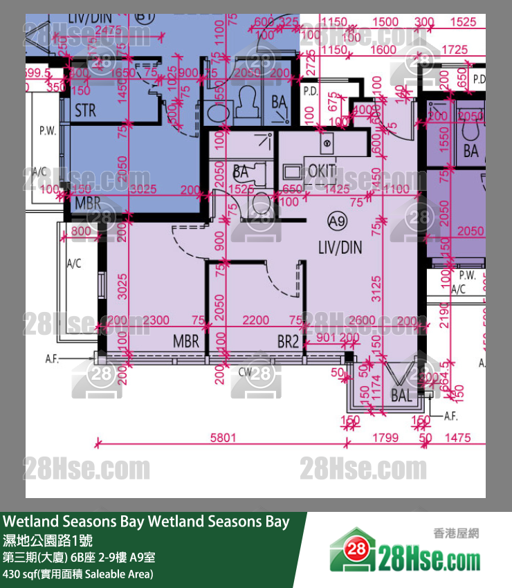 Wetland Seasons Bay 第三期(大廈) 6B座 6樓 A9室 平面圖