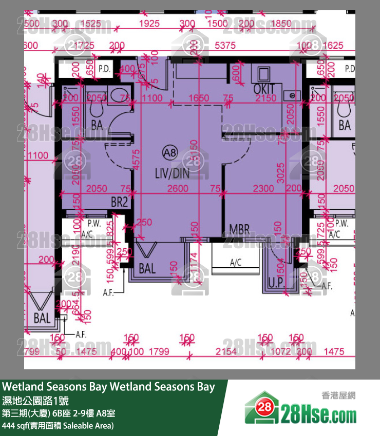 Wetland Seasons Bay 第三期(大廈) 6B座 9樓 A8室 平面圖