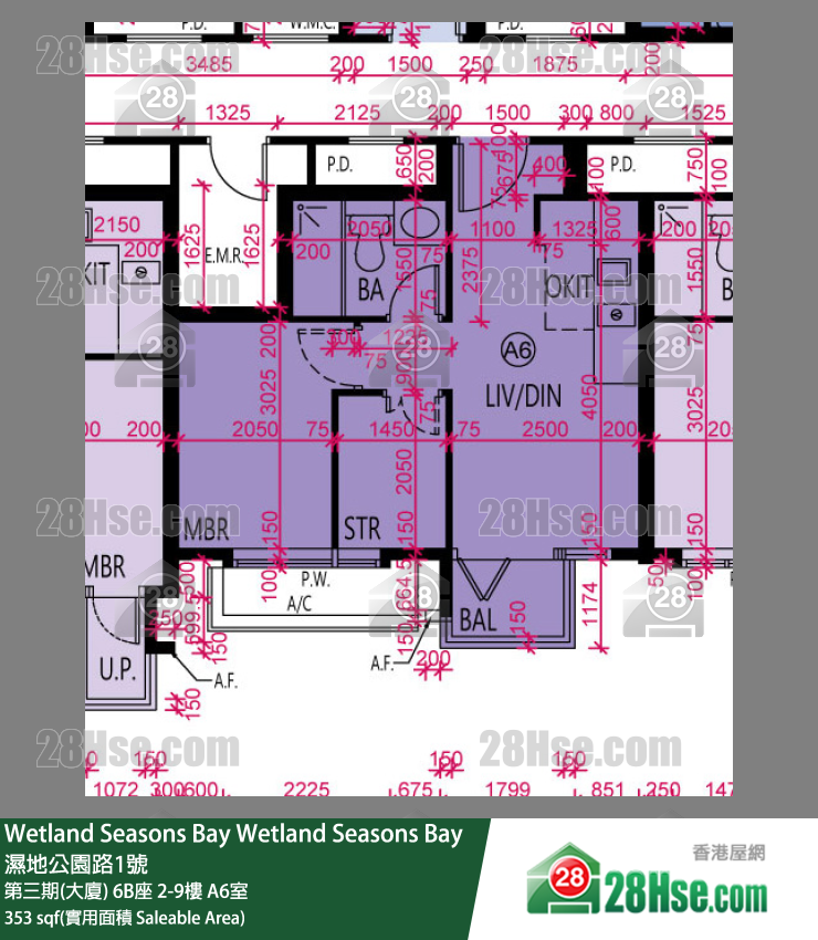 Wetland Seasons Bay 第三期(大廈) 6B座 2樓 A6室 平面圖