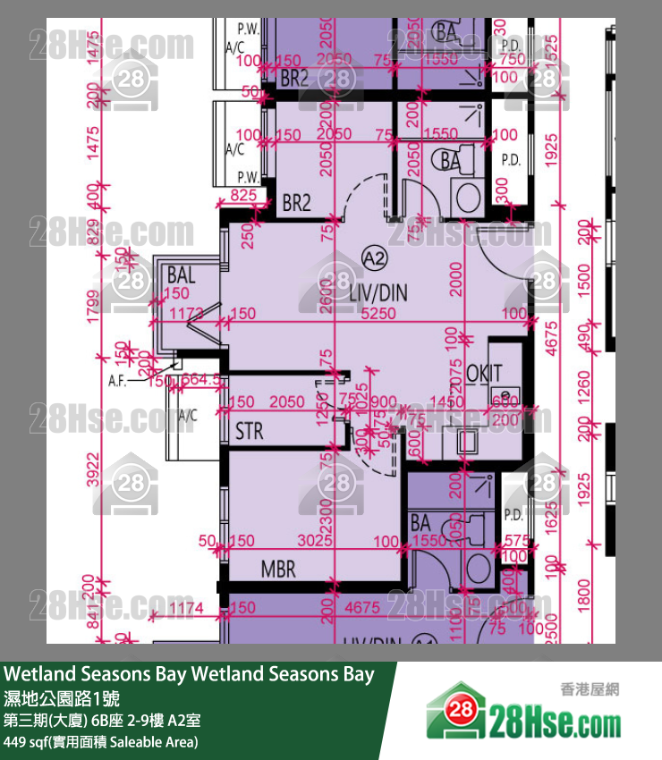 Wetland Seasons Bay 第三期(大廈) 6B座 9樓 A2室 平面圖