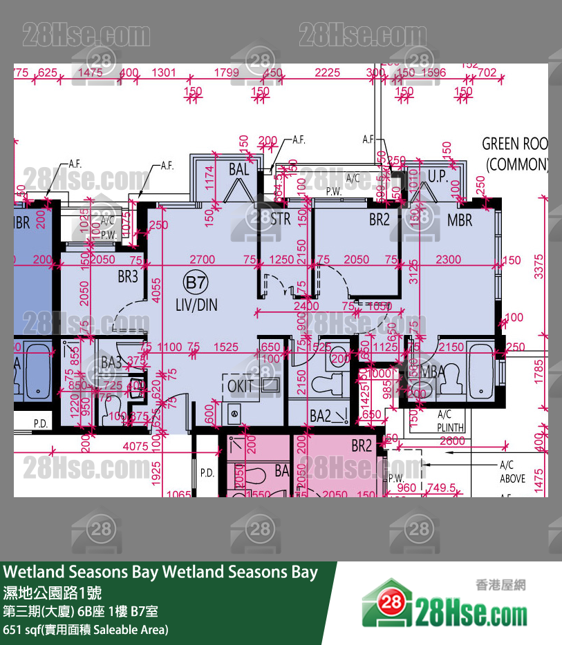 Wetland Seasons Bay 第三期(大廈) 6B座 1樓 B7室 平面圖