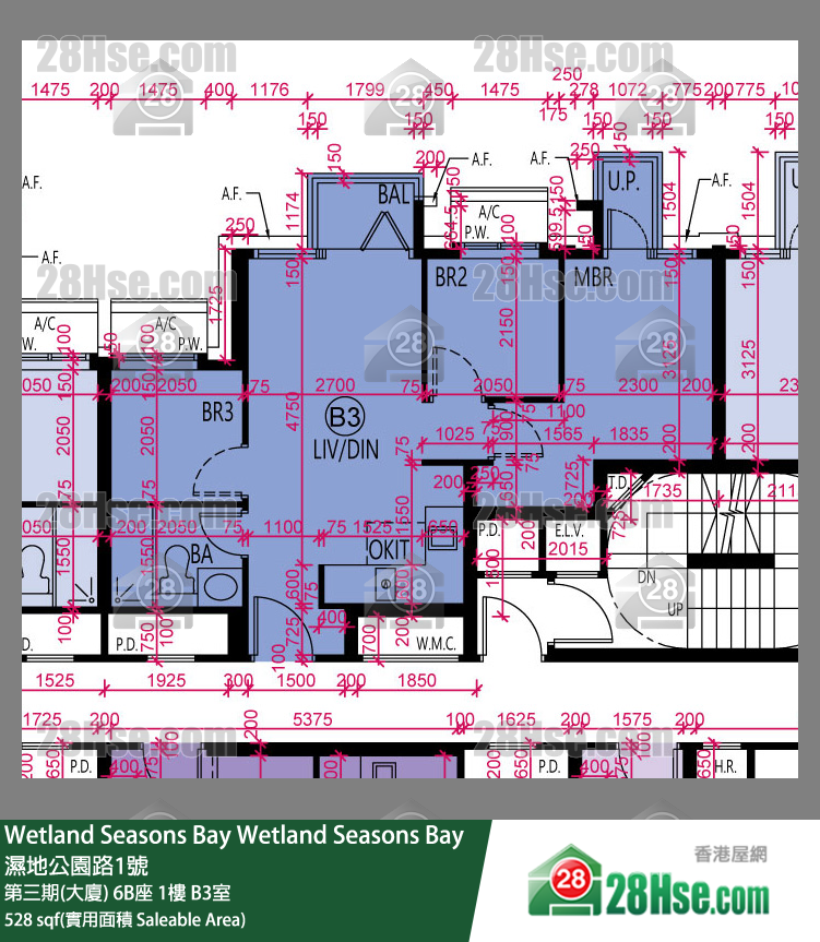 Wetland Seasons Bay 第三期(大廈) 6B座 1樓 B3室 平面圖