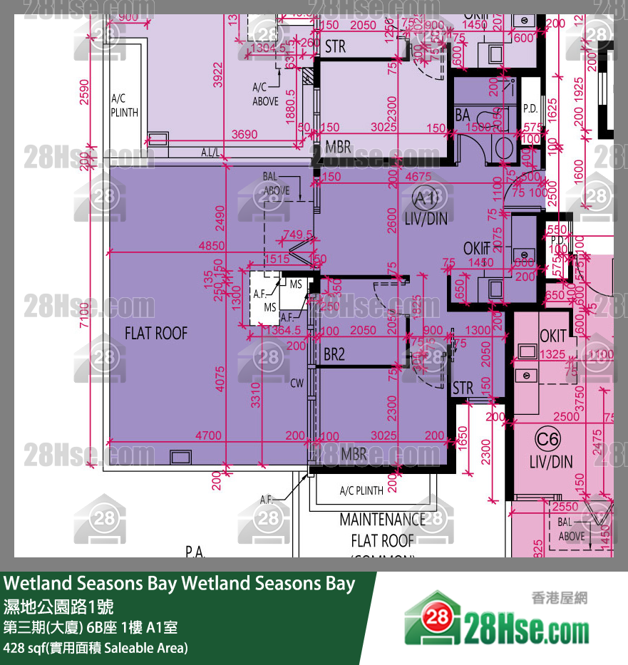 Wetland Seasons Bay 第三期(大廈) 6B座 1樓 A1室 平面圖