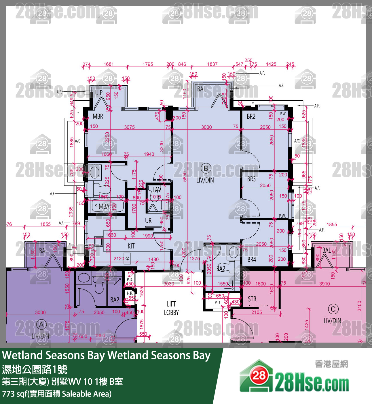 Wetland Seasons Bay 第三期(大厦)别墅WV 101楼 B室 平面图
