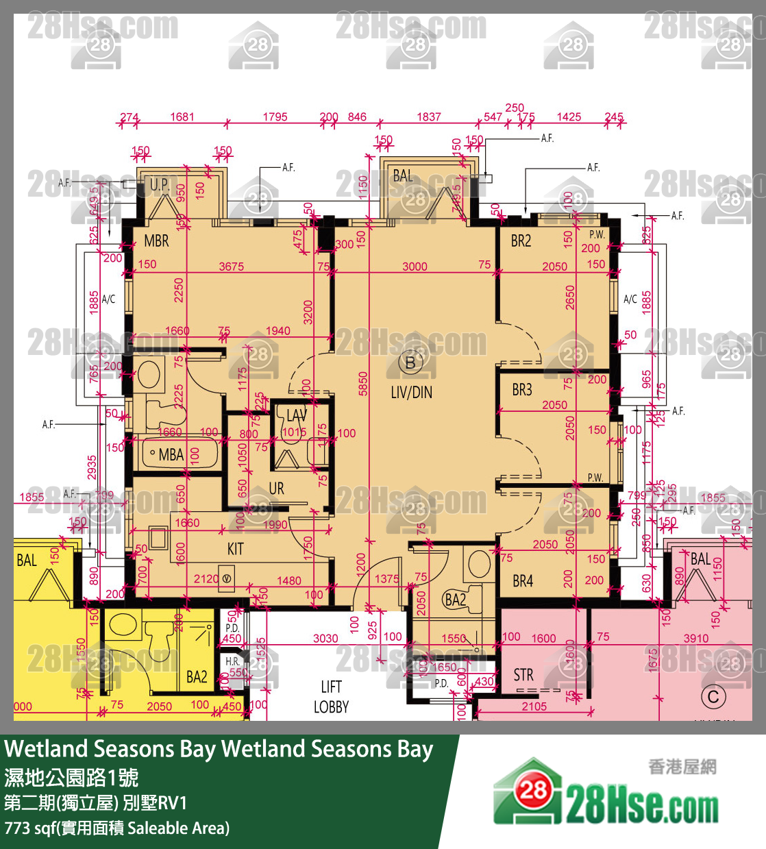 Wetland Seasons Bay 第二期(獨立屋) 別墅RV1 1樓 B室 平面圖