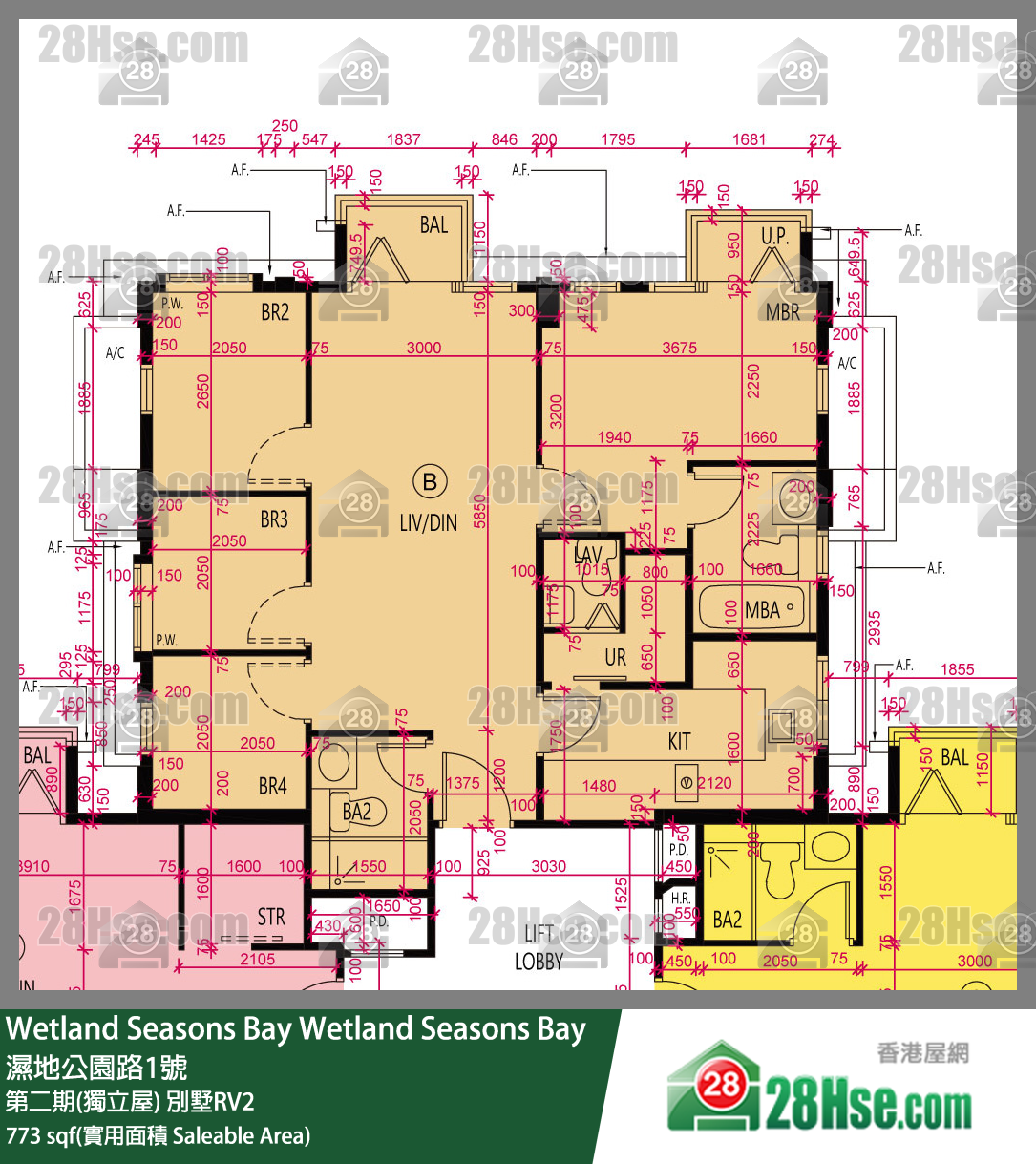 Wetland Seasons Bay 第二期(獨立屋) 別墅RV2 1樓 B室 平面圖