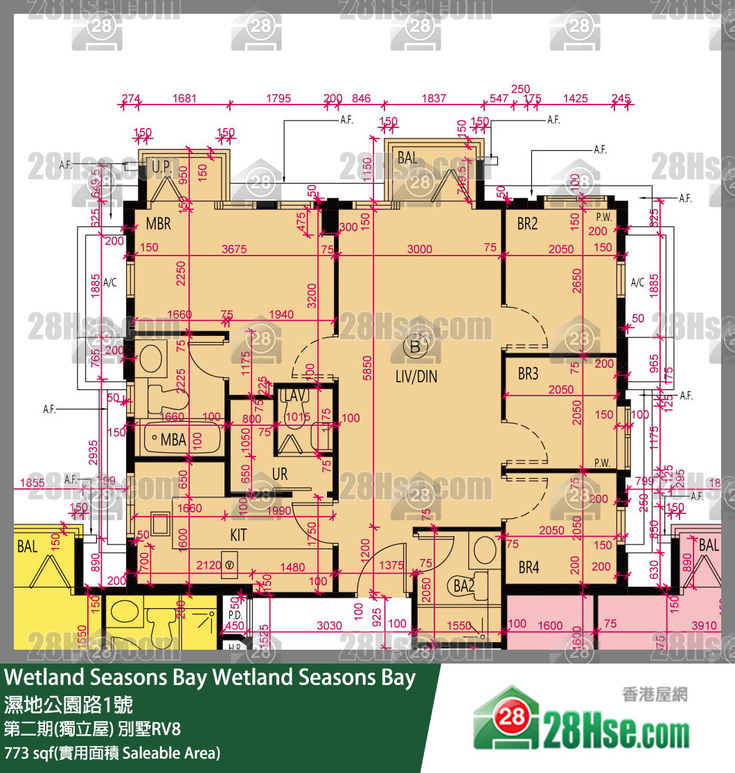 Wetland Seasons Bay 第二期(獨立屋) 別墅RV8 1樓 B室 平面圖