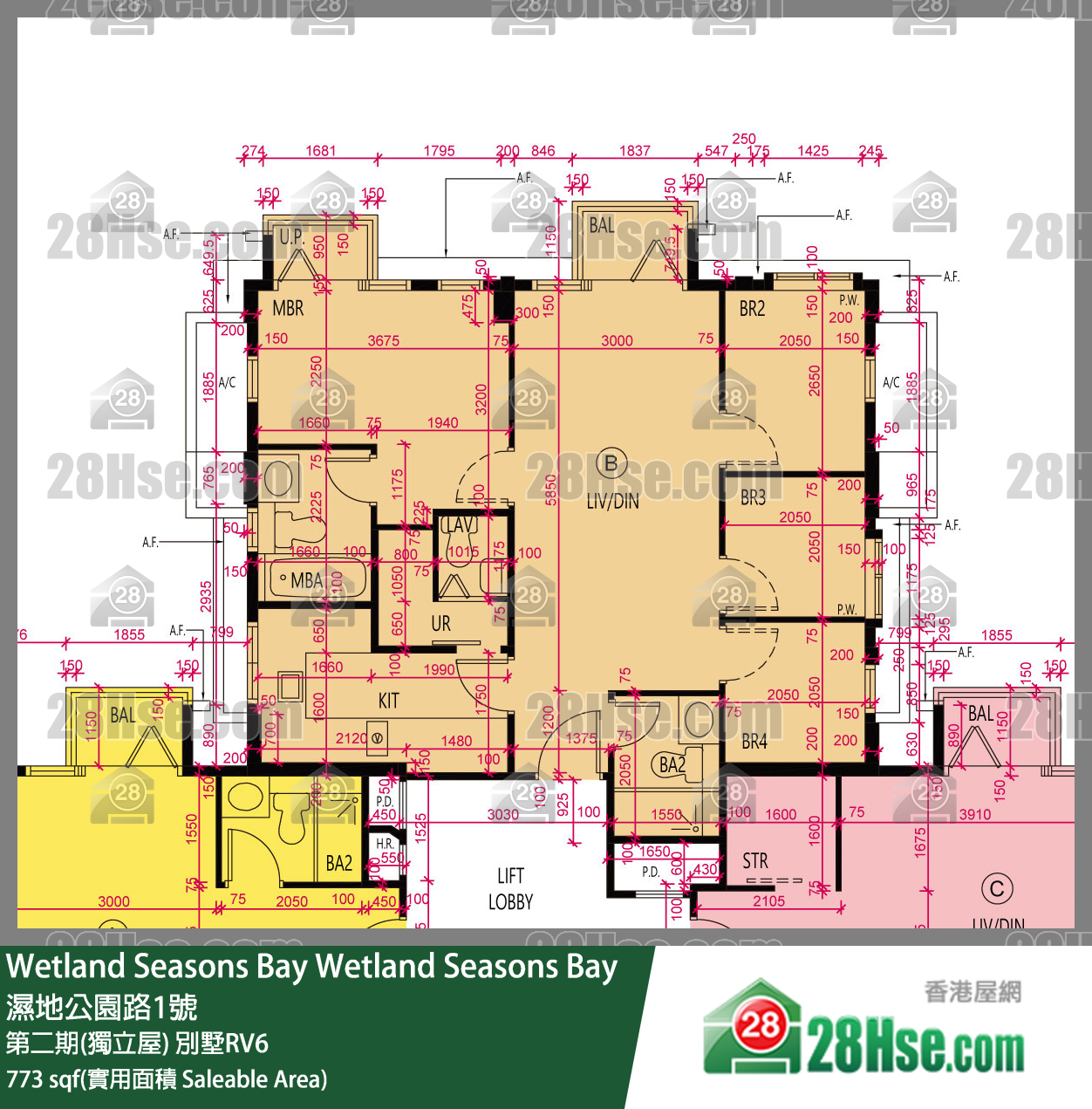 Wetland Seasons Bay 第二期(獨立屋) 別墅RV6 1樓 B室 平面圖