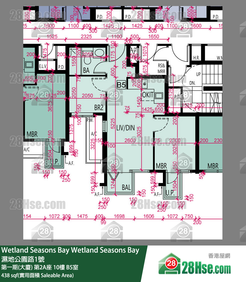 Wetland Seasons Bay 第一期(大廈) 第2A座 10樓 B5室 平面圖