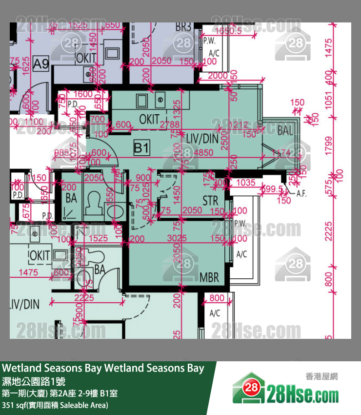 Wetland Seasons Bay 單位平面圖(由 28Hse 提供)