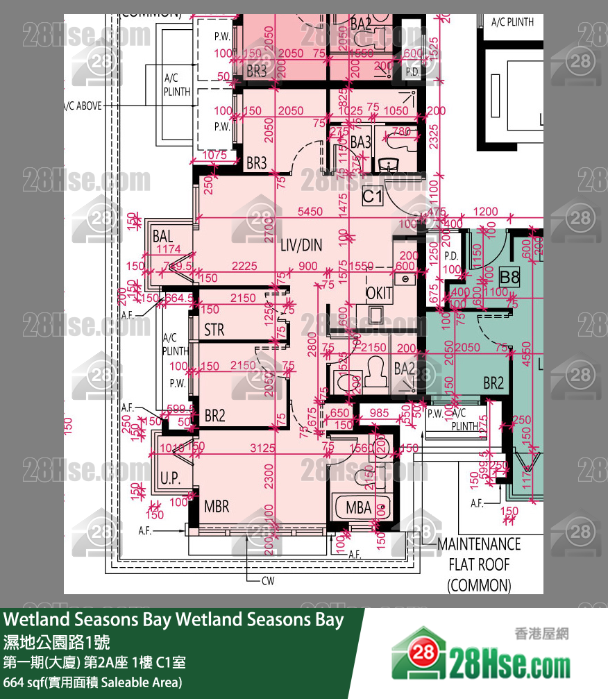 Wetland Seasons Bay 第一期(大廈) 第2A座 1樓 C1室 平面圖