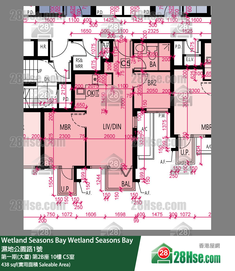 Wetland Seasons Bay 第一期(大廈) 第2B座 10樓 C5室 平面圖