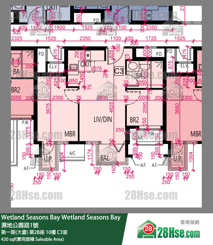Wetland Seasons Bay 第一期(大廈) 第2B座 10樓 C3室 平面圖