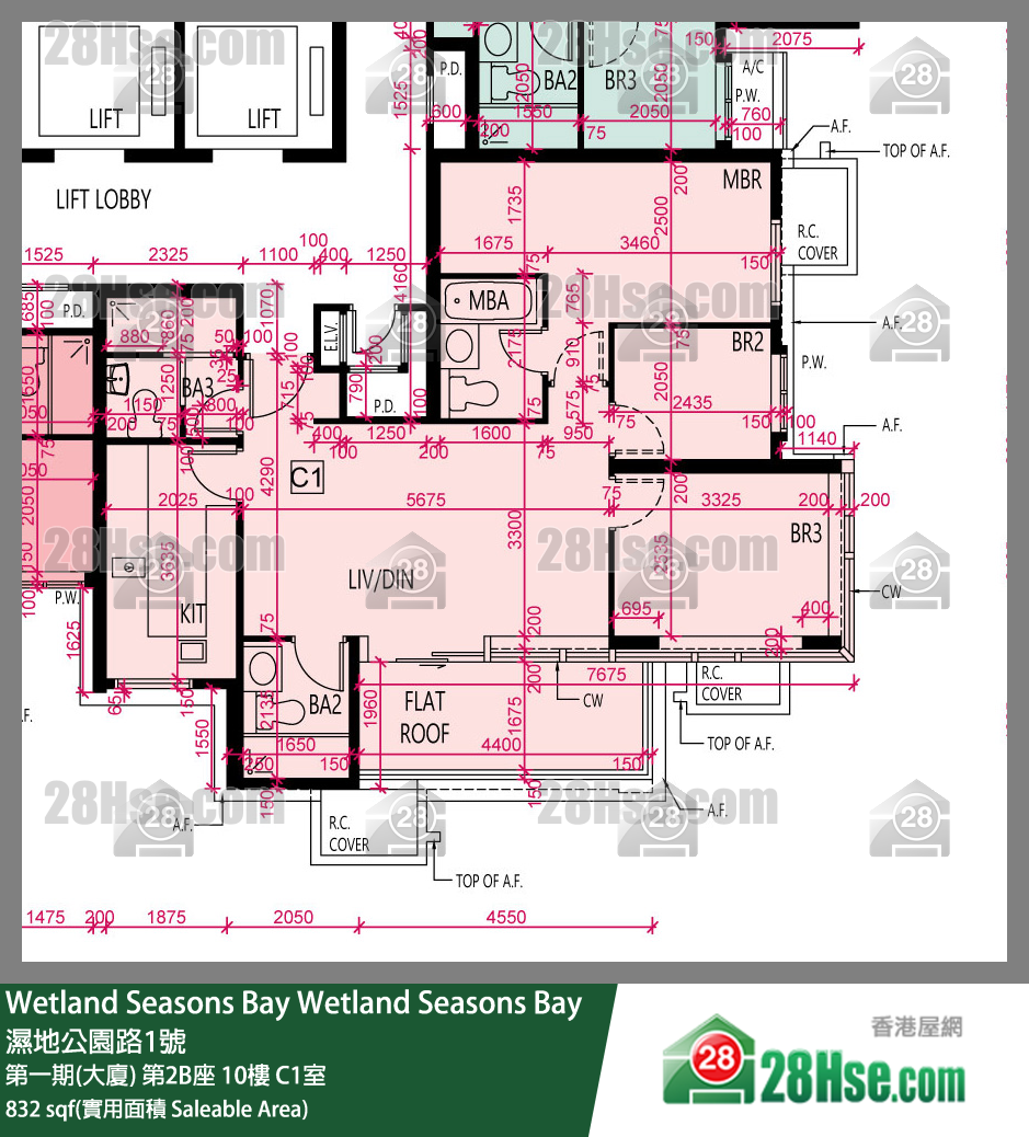 Wetland Seasons Bay 第一期(大廈)第2B座10樓 C1室 平面圖