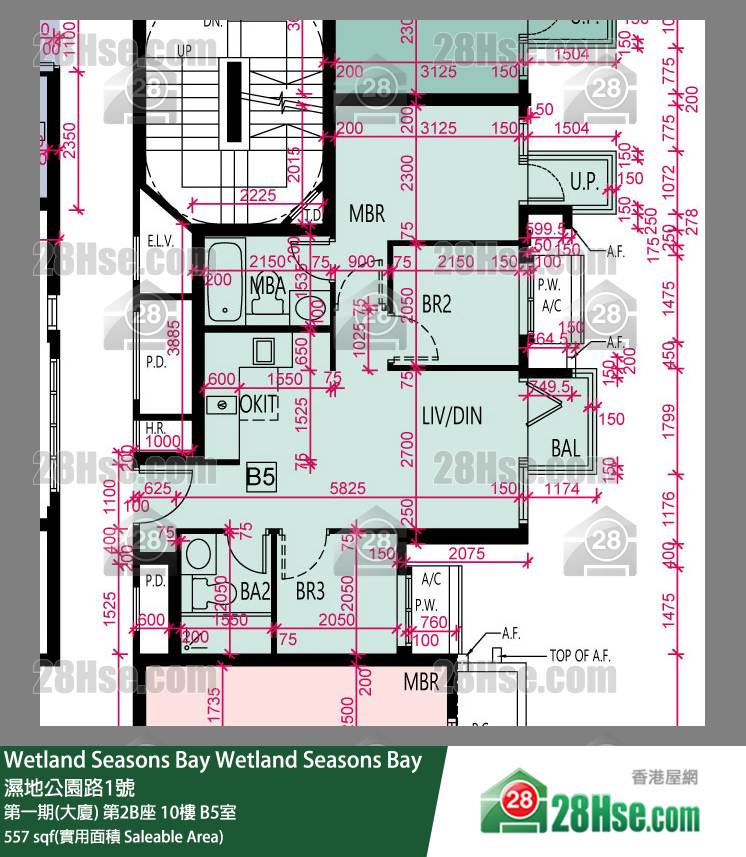 Wetland Seasons Bay 第一期(大廈) 第2B座 10樓 B5室 平面圖