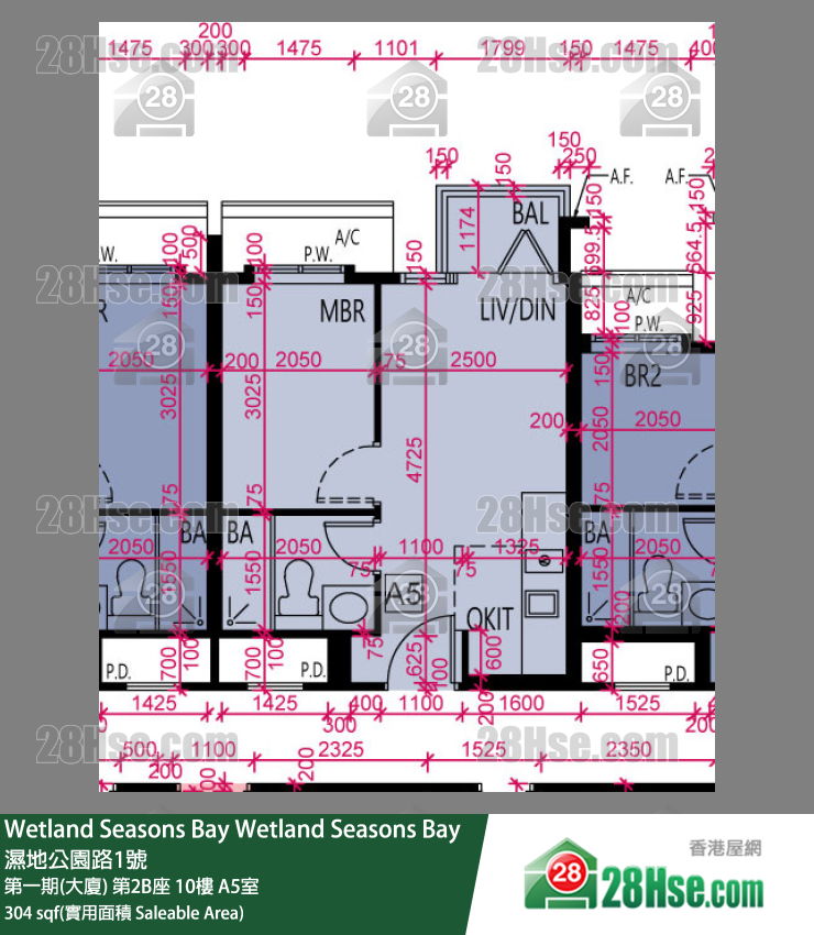 Wetland Seasons Bay 第一期(大廈) 第2B座 10樓 A5室 平面圖