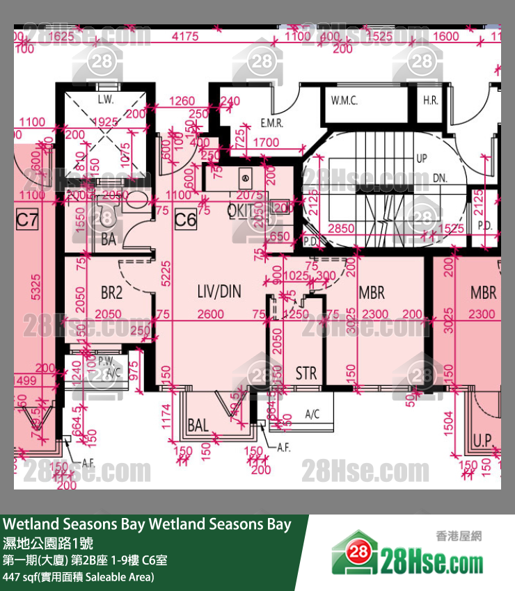 Wetland Seasons Bay 第一期(大廈) 第2B座 9樓 C6室 平面圖