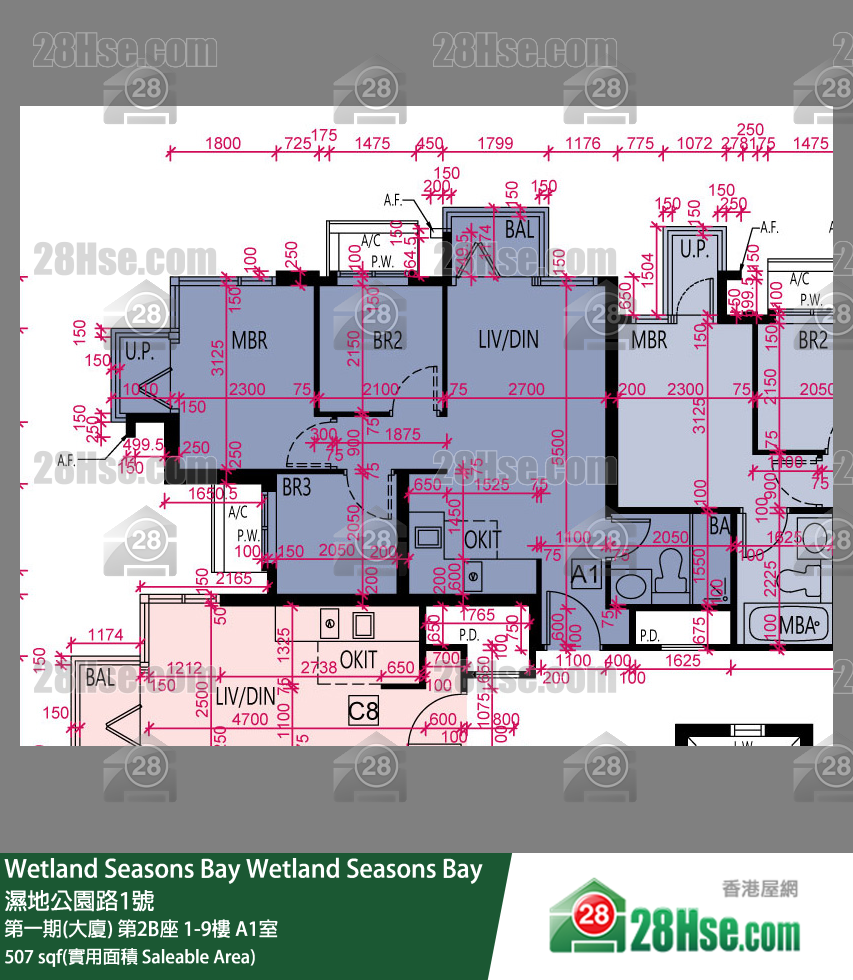Wetland Seasons Bay 第一期(大廈) 第2B座 1樓 A1室 平面圖
