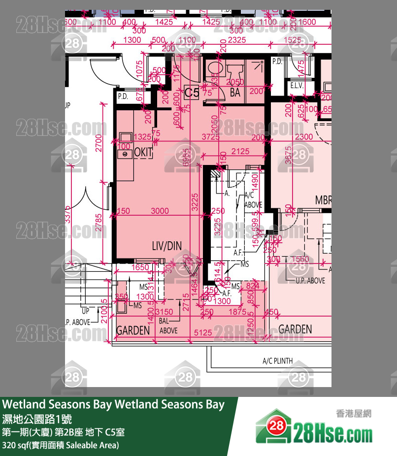 Wetland Seasons Bay 第一期(大廈) 第2B座 C5室 平面圖