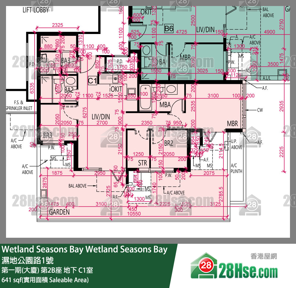 Wetland Seasons Bay 第一期(大廈) 第2B座 C1室 平面圖