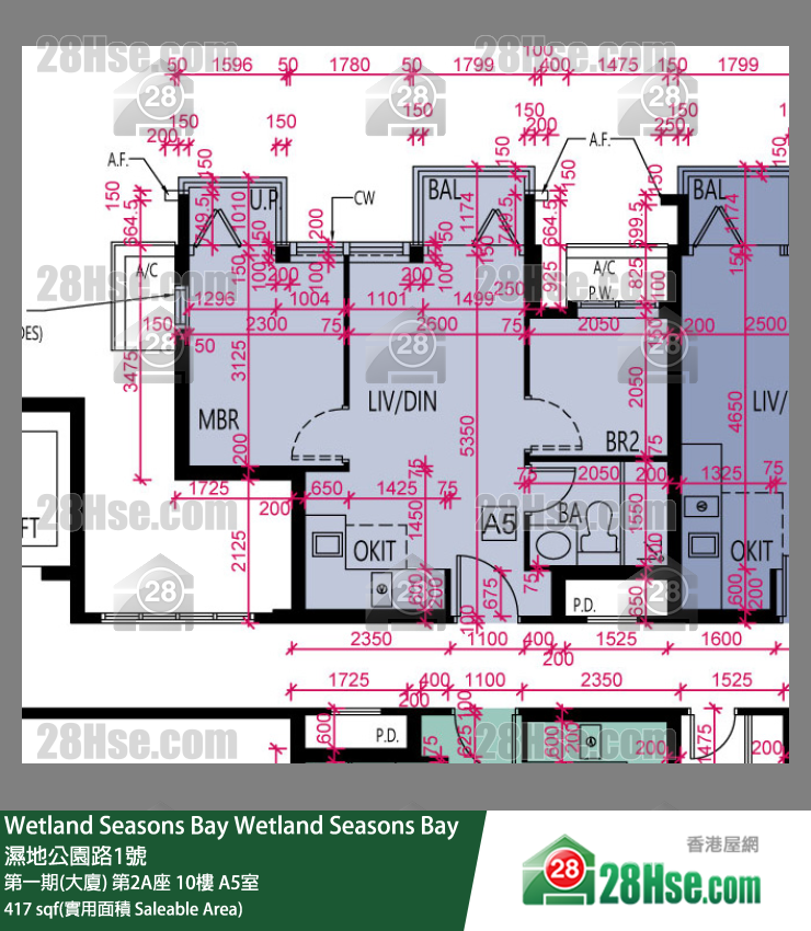Wetland Seasons Bay 第一期(大廈) 第2A座 10樓 A5室 平面圖