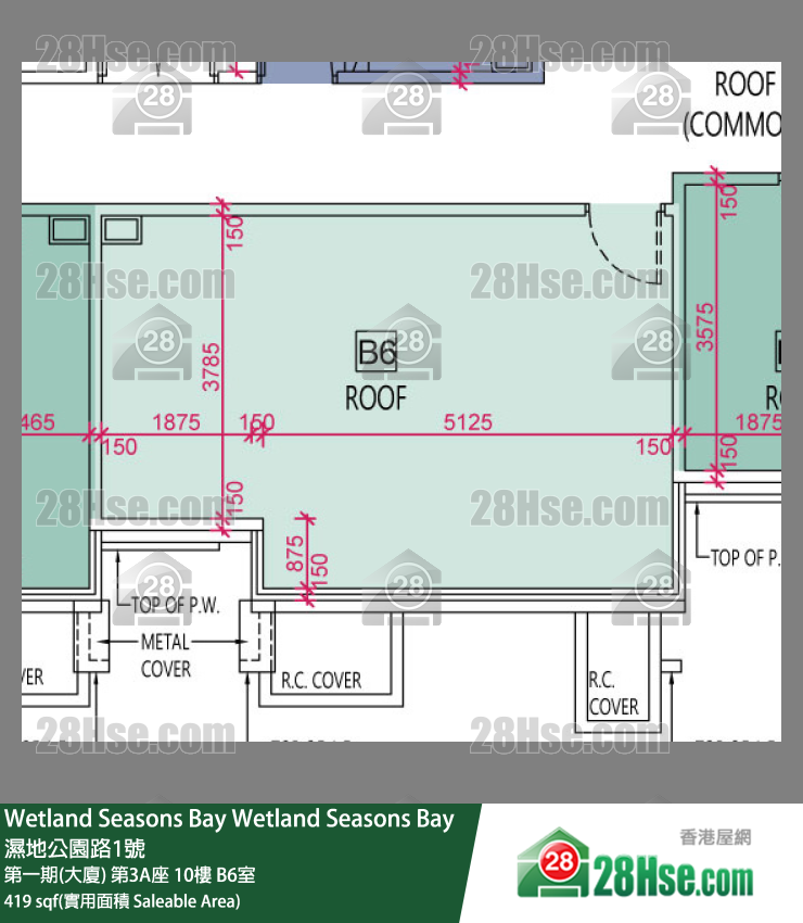Wetland Seasons Bay 第一期(大廈) 第3A座 10樓 B6室 平面圖