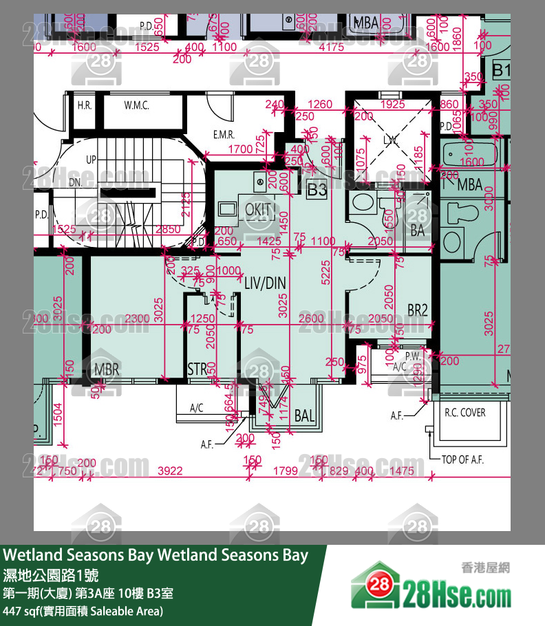 Wetland Seasons Bay 第一期(大厦) 第3A座 10楼 B3室 平面图
