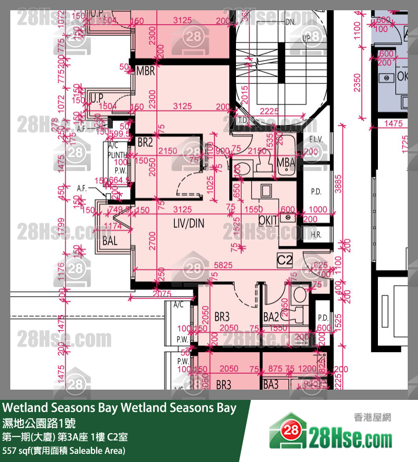 Wetland Seasons Bay 第一期(大廈) 第3A座 1樓 C2室 平面圖